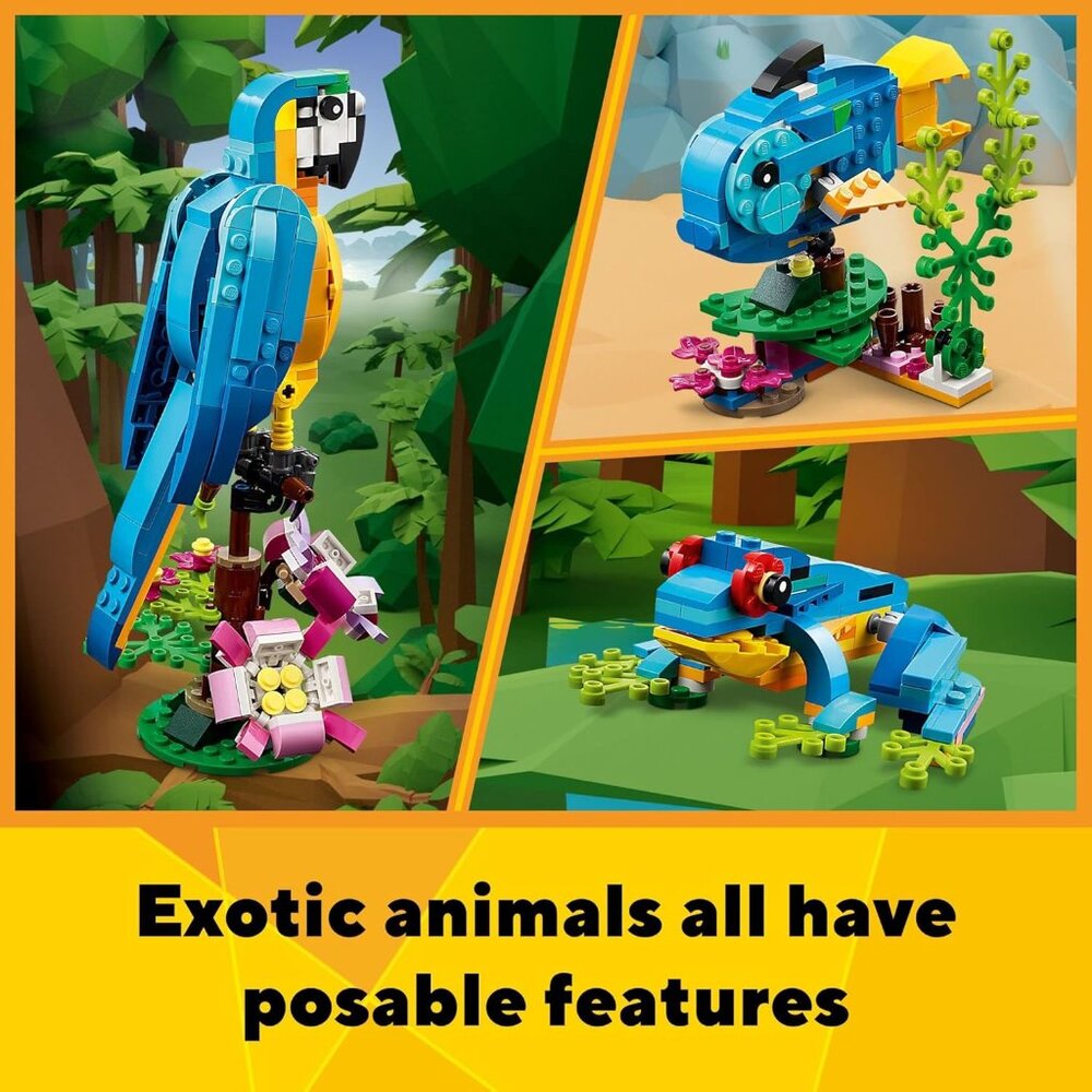 Lego Creator 3in1 Exotic Parrot Macaw Fish Frog Lego Set 253 Pieces CHRISTMAS Ma - Picture 6 of 15